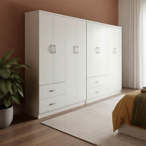 Dulap cu 8 usi, Athos, V12, Alb, 241x42x180 cm