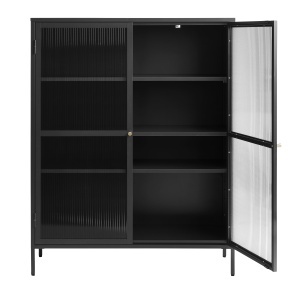 Dulap cu vitrina BRONCO, Negru, 40x140x111 cm - Img 4