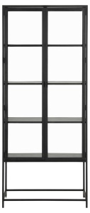 Dulap cu vitrina Seaford, Negru, 185.6x77x35 cm - Img 3