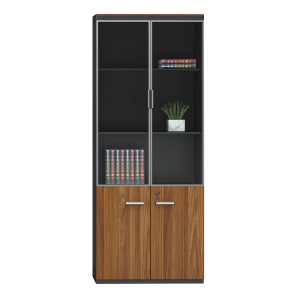 Dulap de birou, Oscar, Nuc, 40x200x200 cm - Img 3
