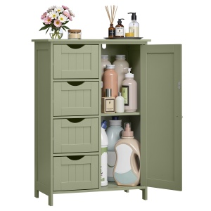 Dulap depozitare baie cu sertare Vasagle Verde padure 55x30x82 cm - Img 2
