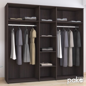 Dulap dormitor cu oglinda Luna Pako World Maro inchis 220x52x200 cm - Img 3