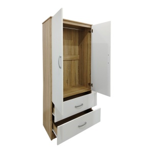Dulap haine cu 2 usi si sertare Lego Alb Maro 80x42x180 cm - Img 2