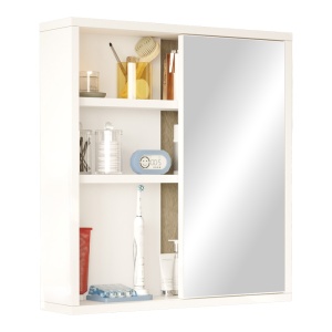 Dulap pentru baie cu oglinda Bagno, Pako World, Alb, 60x14x63 cm
