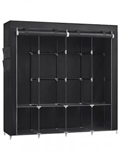 Dulap pentru haine, Songmics, Negru, 170x45x167 cm - Img 2