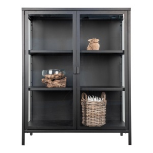Dulap vitrina Brisbane, Negru, 40x80x101 cm - Img 3