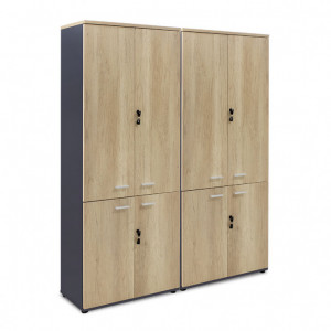 Dulapuri Lotus cu 4 usi in culoarea stejar-gri inchis 160x40x200cm