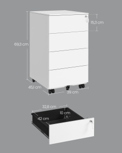 Fiset dulap birou Alb Songmics 39x45x69.4 cm - Img 5