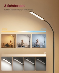 Lampa de podea Island, Negru, 22x22x175 cm - Img 3
