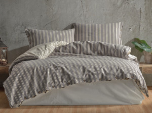 Lenjerie 1 Persoana Madras Antracit (Bumbac 100%)
