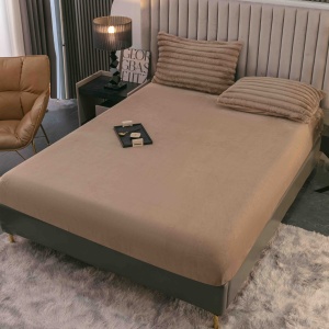 Lenjerie cocolino cu Elastic 180x200 Liny V13 Dark Beige (Cocolino) - Img 5