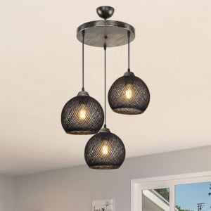 Lustra cu trei lumini PWL-1121, E27 negru-bronz, 40x80 cm - Img 2