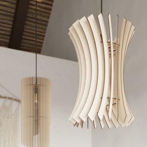 Lustra suspendata Alexia din lemn, Natural 21x21x120 cm - Img 8