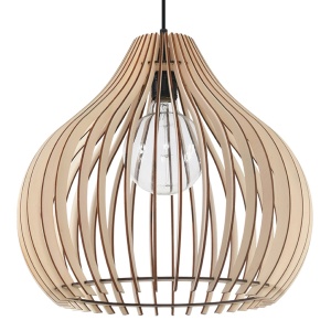Lustra suspendata Aprilla din lemn, Natural 40x40x110 cm