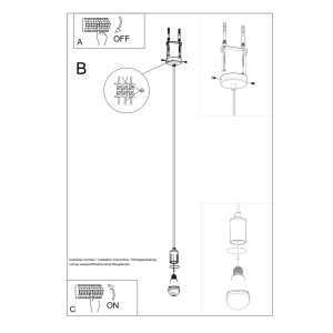 Lustra suspendata Edison Negru 8x8x106 cm - Img 7