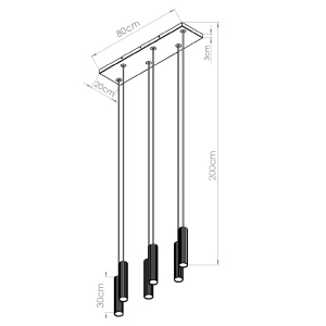 Lustra suspendata LED Ivar 6L Peach 4000K 80x20x200 cm - Img 2