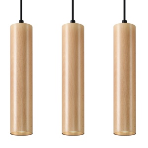 Lustra suspendata Lino din lemn, Natural 45x6x90 cm