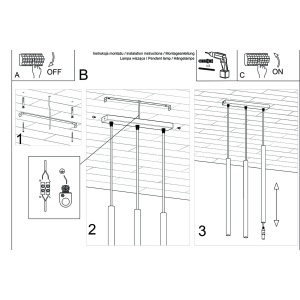Lustra suspendata Pastelo din beton Gri 30x3.5x110 cm - Img 6