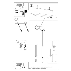 Lustra suspendata Wezyr Negru 30x6x120 cm - Img 2
