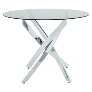 Masa Antoro din sticla cu picioare din metal cromat 80x80x75 cm - Img 2