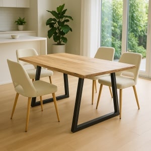 Masa Boho Miles Slim, Pako World, Lemn de salcam, Grosime 3.7 cm, Natural, 160x90x76 cm - Img 2