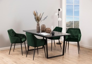 Masa dining Amble, Negru, 74x160x90 cm - Img 2