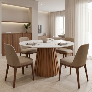 Masa dining Franzel, Alb, 120x120x75 cm