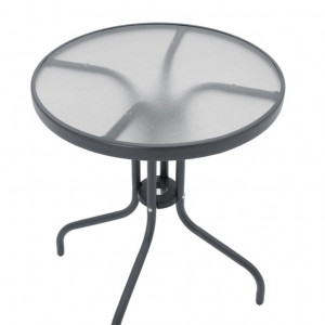 Masa metalica de gradina, pako Word, Sticla, Gri, 60 x 70 cm - Img 3