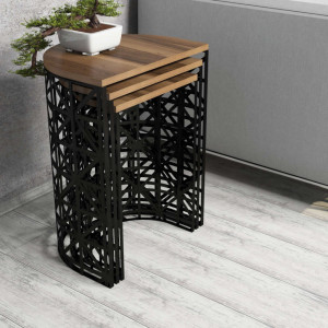 Masuta Auxiliara Stil Metal Ferforje - Walnut - Img 2