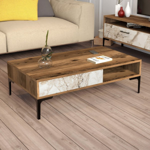 Masuta de Cafea Istanbul - Walnut, Alb Marble