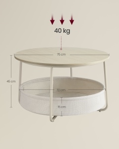 Masuta de Cafea, Vesta, Bej natural, 75x75x45 cm - Img 5