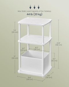 Masuta laterala Songmics Alb 34x30x58 cm - Img 3