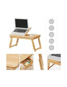 Masuta pentru laptop, Songmics, Natural, LLD01N, bambus, 34 x 65 x 29 cm - Img 7