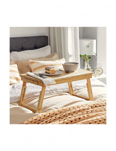 Masuta pentru laptop, Songmics, Natural, LLD01N, bambus, 34 x 65 x 29 cm - Img 3