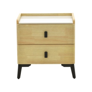 Noptiera Alessio MDF culoare lemn natural - negru metal 46x37x47cm - Img 2
