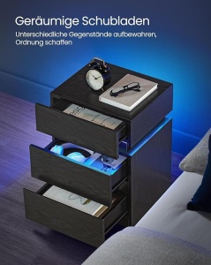 Noptiera cu LED Vasagle Negru 40x35x55 cm - Img 6