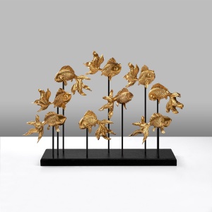 Obiect decorativ GOLDFISH Auriu 42x28x10 cm - Img 4