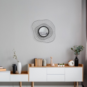 Oglindă de perete decorativa Euro Negru 69x8x60 cm - Img 2