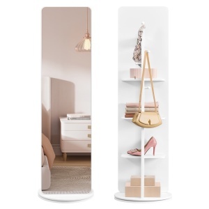 Oglinda de podea rotativa Songmics Alb 45x45x163 cm - Img 2