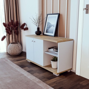 Pantofar Deril Alb-Sonoma 90x33x52 cm