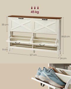 Pantofar, Liry, Vasagle, Crem, 127x24x87.8 cm - Img 5