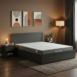 Pat cu saltea si sertar depozitare, Olympus-Dreamer, Wenge, 155x205x80 cm