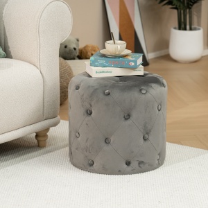 Puf taburet Seval catifea gri inchis 49x49x47 cm - Img 2