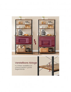 Raft de bucatarie, Vasagle, 40 x 80 x 167 cm, KKS019B01, Maro Rustic - Img 4