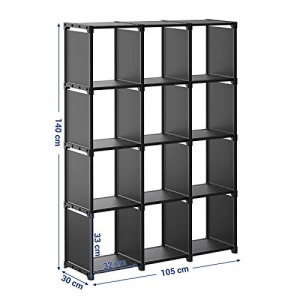 Raft de depozitare, Songmics, Negru, 105x30x140 cm - Img 5
