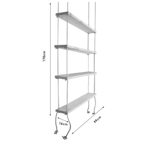 Raft de perete Rabia lemn masiv culoare lemn natural 99x16x170cm - Img 4