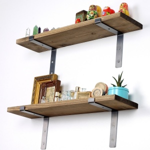 Raft din lemn Lam006 Negru 60x16x14 cm - Img 3