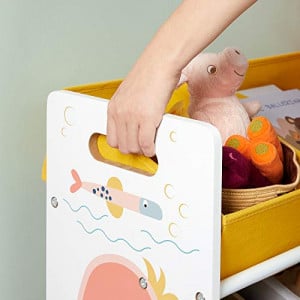 Raft organizare jucarii copii, Songmics, Alb-Portocaliu, 83.0x38.0x78.0 cm - Img 5