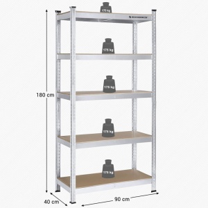 Raft Songmics, 5 rafturi, 40 x 90 x 180 cm, Silver, GLR40SV - Img 7