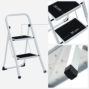 Scara, Songmics, Alb-Negru, 86.5x44.5x4.5 cm - Img 6